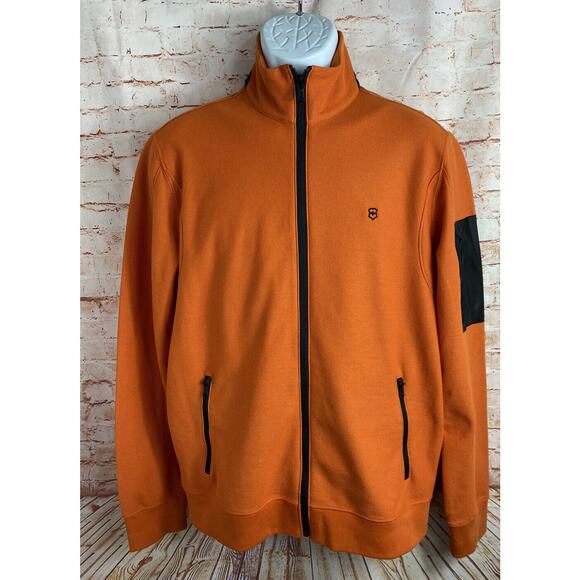 Victorinox Tailored Fit Full Zip Jacket Mens Size M Orange Sweatshirt - Picture 10 of 10